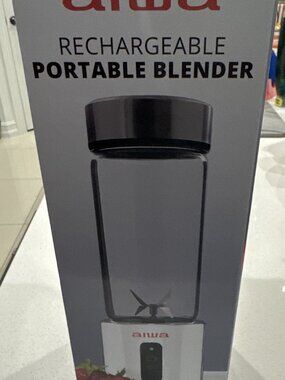 NEW Aiwa Rechargeable Portable Blender 13.5oz Glass White